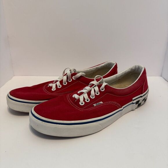 Vans Other - Vans Red Canvas Checkerboard Heel Sneakers Size 10 Men / 11.5 Women